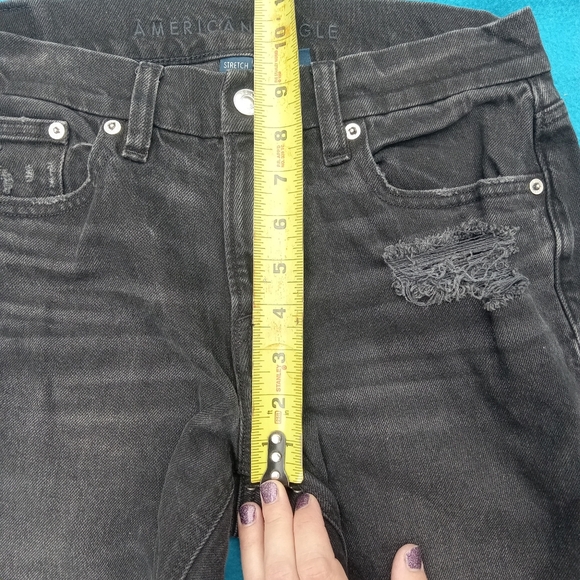 American Eagle Stretch Curvy Straight Size 4 Long Women's Black Denim Jeans - Picture 10 of 10